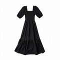 Black tiered puff-sleeve maxi dress