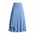 Blue ditsy floral wrap ruffle skirt