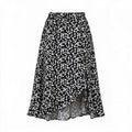 Black & white ditsy floral wrap ruffle skirt