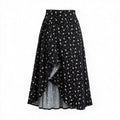 Black ditsy floral wrap ruffle skirt