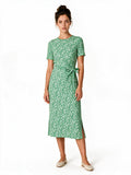 Green ditsy floral wrap dress