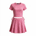 Coral/pink ditsy floral wrap dress