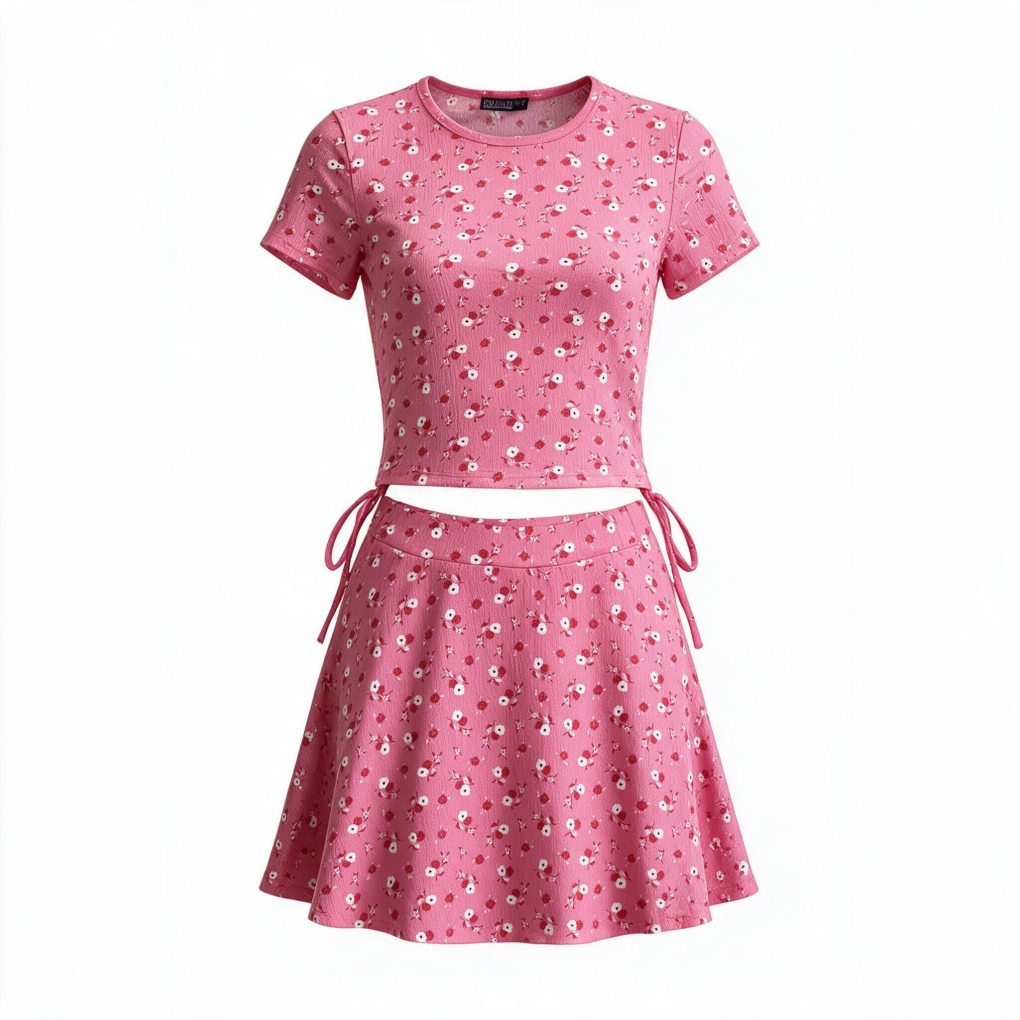 Coral/pink ditsy floral wrap dress