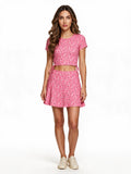 Coral ditsy floral wrap dress