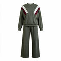 Khaki colourblock sweatshirt & trousers set