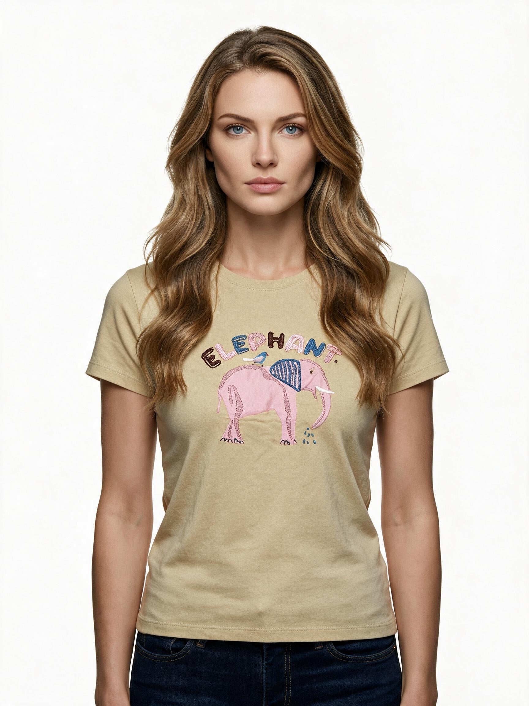 Yellow elephant graphic t-shirt