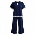 Navy top & wide-leg trousers set