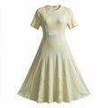 Yellow short-sleeve flared midi dress