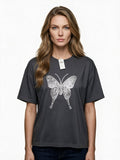 Grey butterfly graphic t-shirt