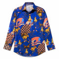 Blue baroque horse-print shirt