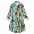 Green greek-key & baroque shirt dress