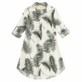 Cream palm-leaf print shirt dress