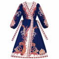 Blue & red baroque paisley maxi dress