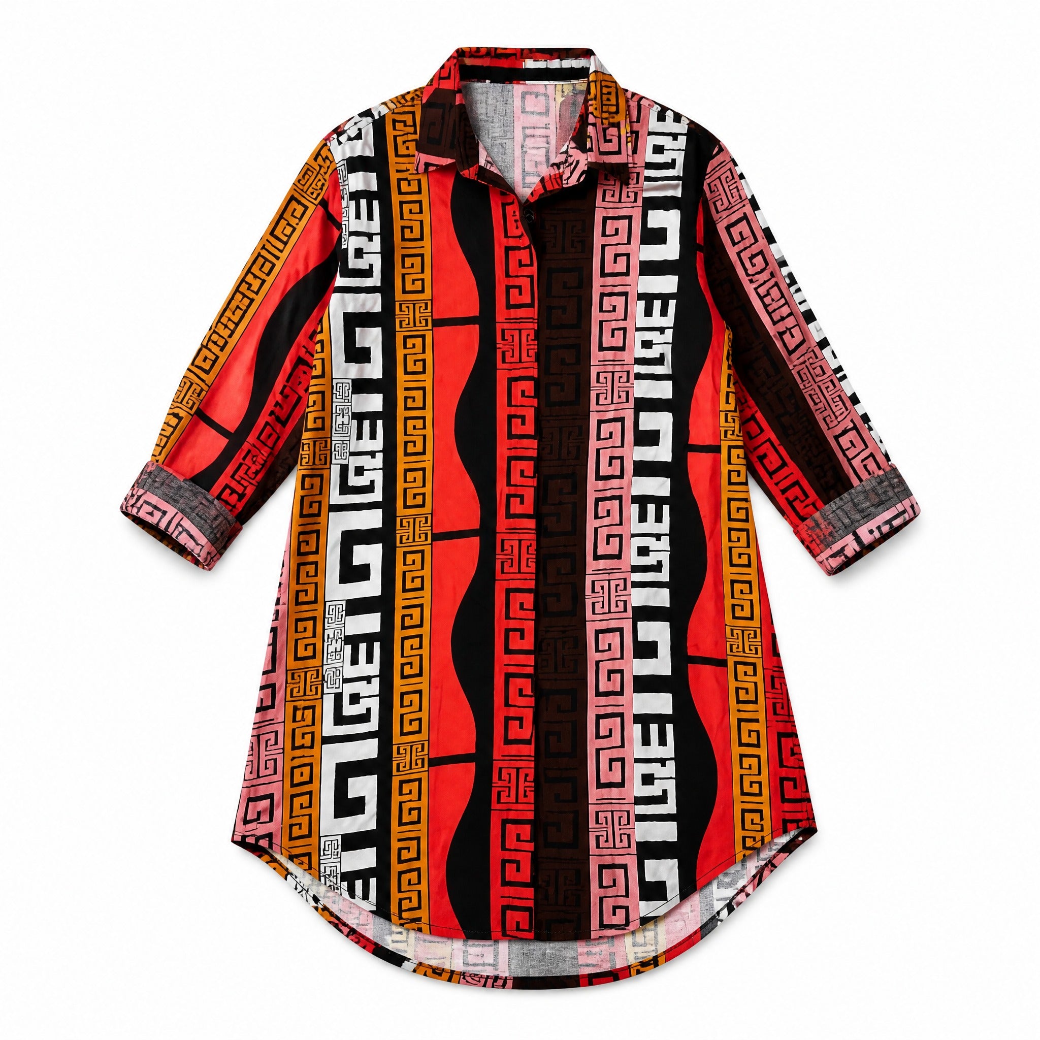 Orange tribal-stripe dress