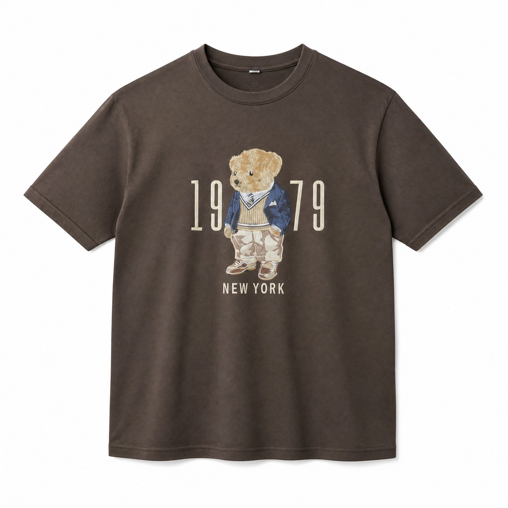 Brown '1979' bear graphic t-shirt