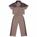 Taupe & leopard zip two-piece set