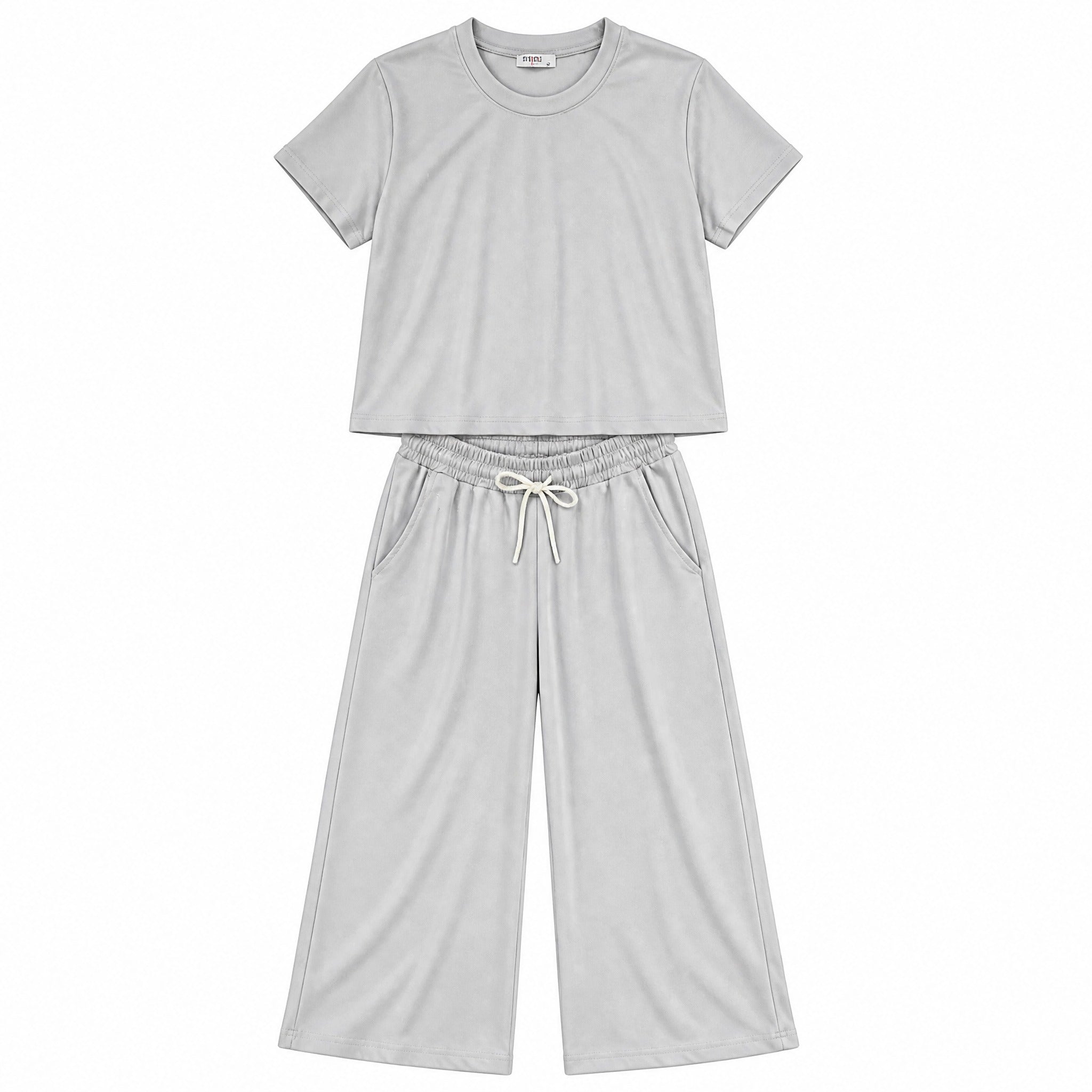 Grey tee & trousers two-piece set