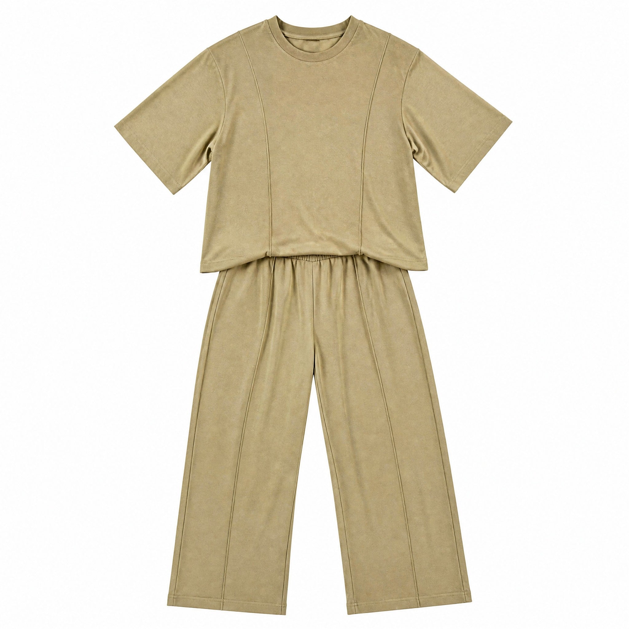 Khaki tee & trousers two-piece set