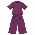 Purple turtleneck two-piece set