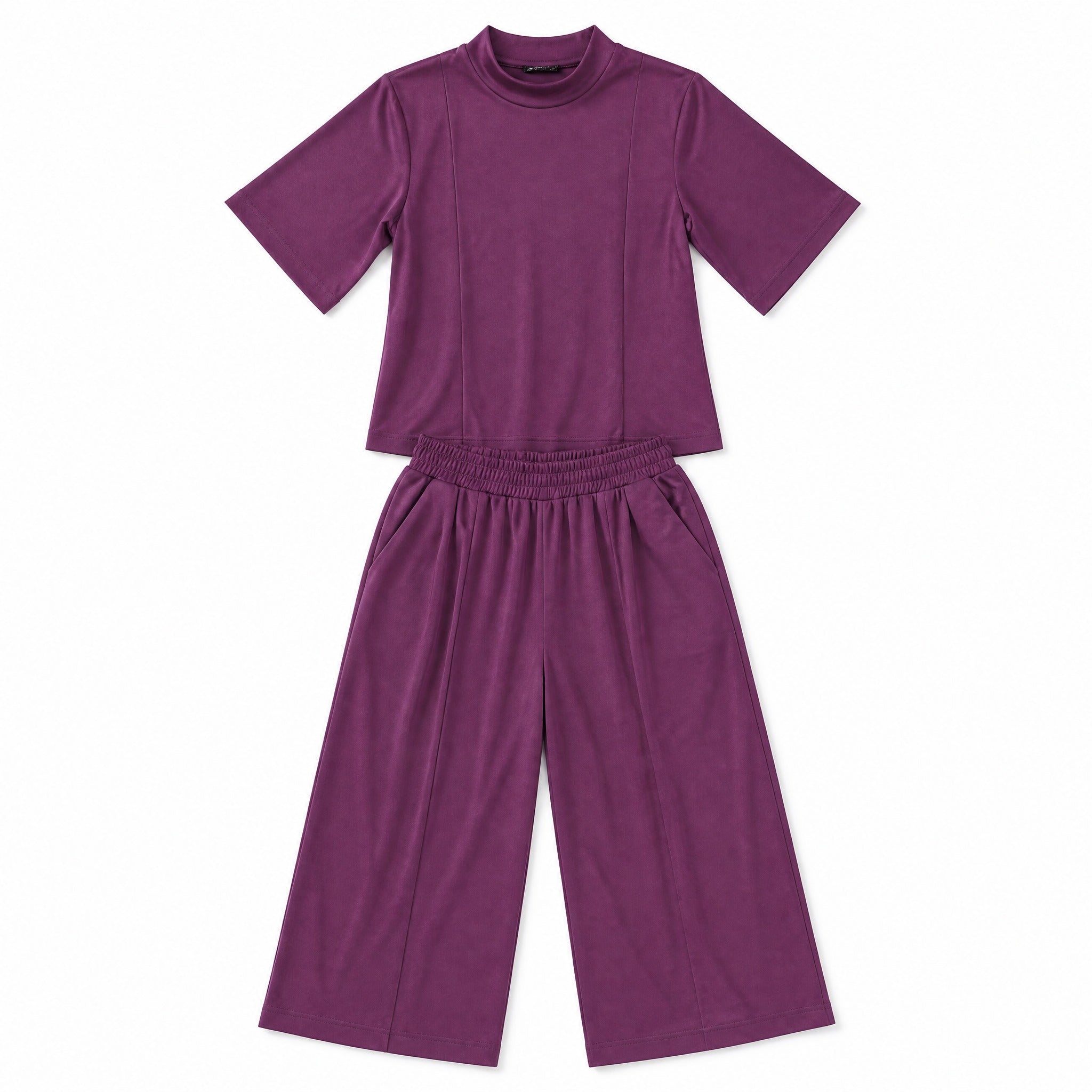 Purple turtleneck two-piece set
