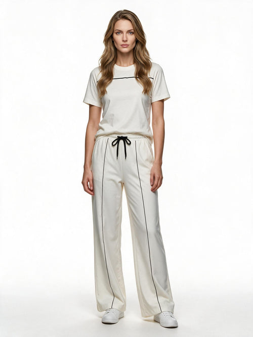 White top and wide-leg trousers set