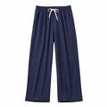 Navy dotted wide-leg trousers