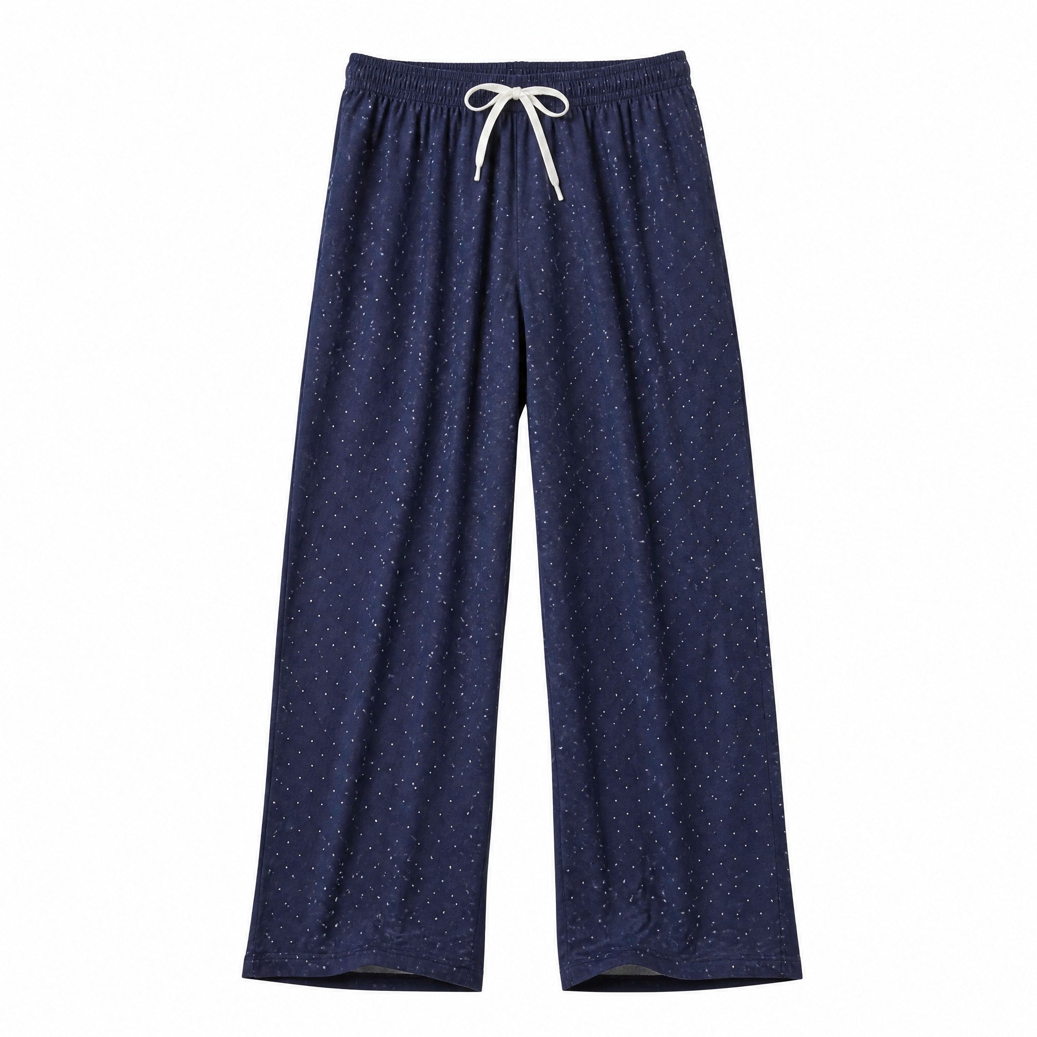 Navy dotted wide-leg trousers