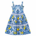 Blue & yellow lemon-print sundress