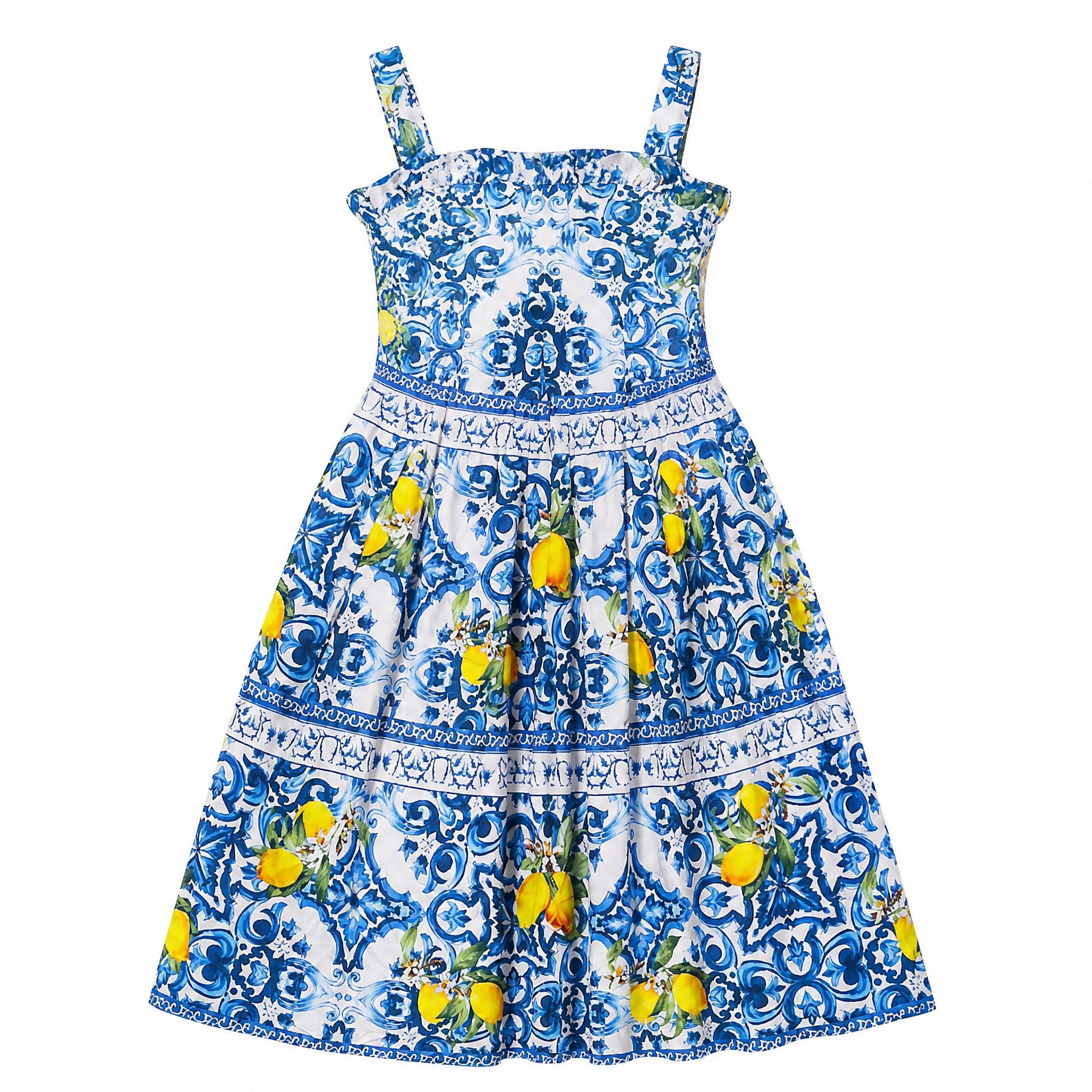 Blue & yellow lemon-print sundress