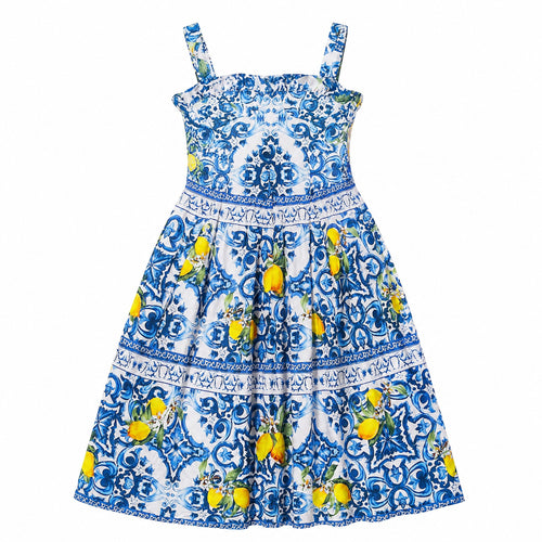 Blue & yellow lemon-print sundress