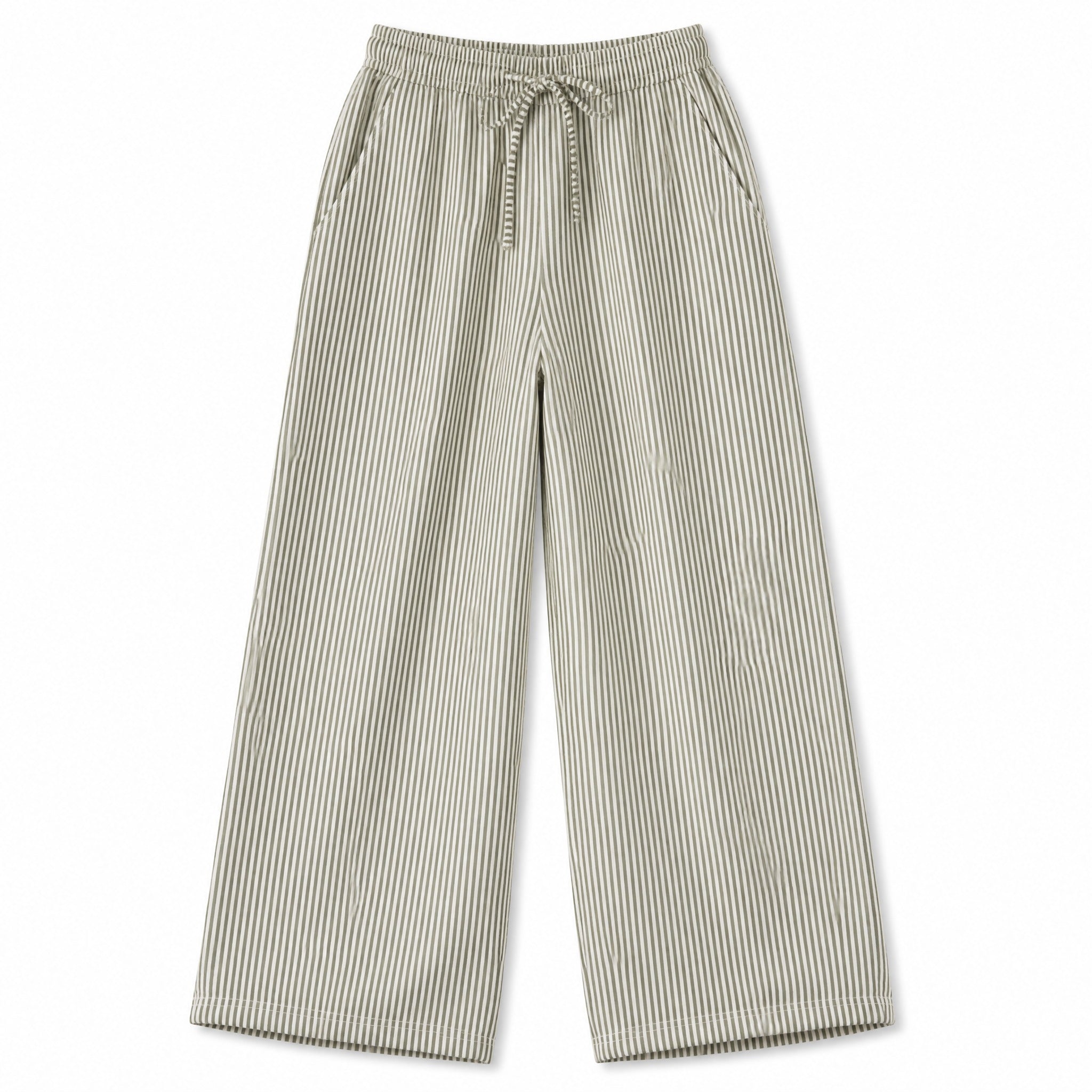 Grey pinstripe wide-leg trousers