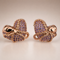 Rose Gold Heart Stud Earrings – worn