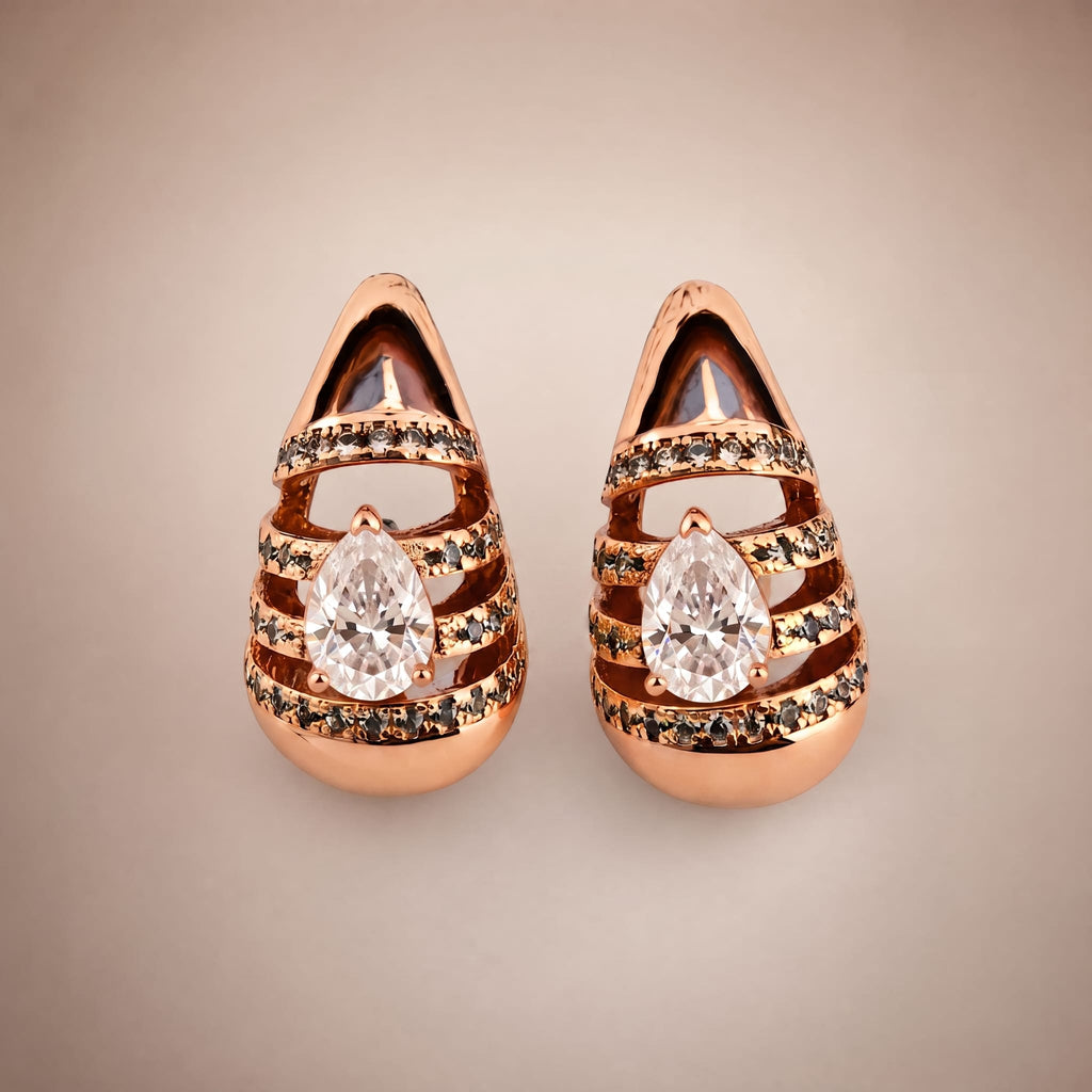 Rose Gold Teardrop Huggie Earrings