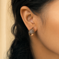 Rose Gold Pavé Teardrop Huggies – worn