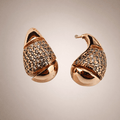 Rose Gold Pavé Teardrop Huggies – detail