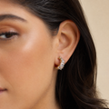 Gold C-Hoop Crystal Earrings – worn