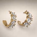 Gold C-Hoop Crystal Earrings – detail