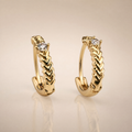 Gold Chevron Hoop Earrings – worn