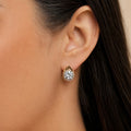 Rose Gold Teardrop Solitaire Studs – worn