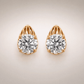Rose Gold Teardrop Solitaire Studs – detail