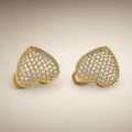 Gold Pavé Heart Stud Earrings – detail