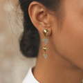 Gold Geometric Diamond Drop Earrings – worn