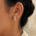 Gold Pavé C-Hoop Huggies – worn