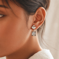 Swan Drop Earrings – Black & White – worn