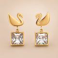 Swan Drop Earrings – Rose Gold & Black
