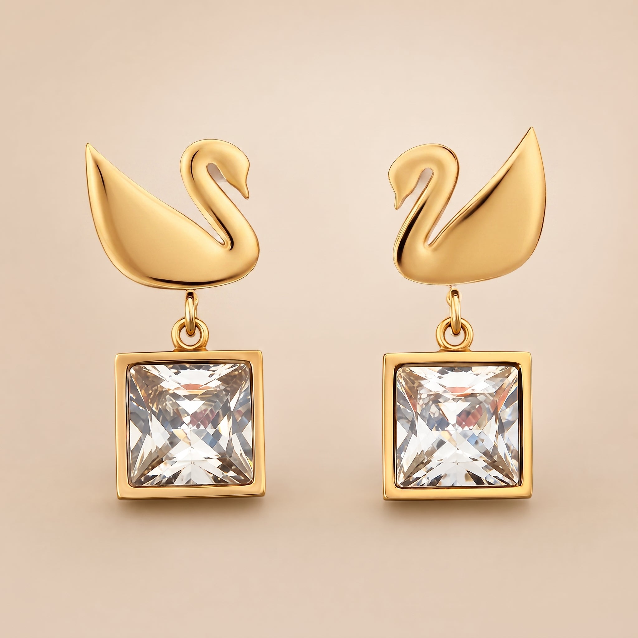 Swan Drop Earrings – Rose Gold & Black