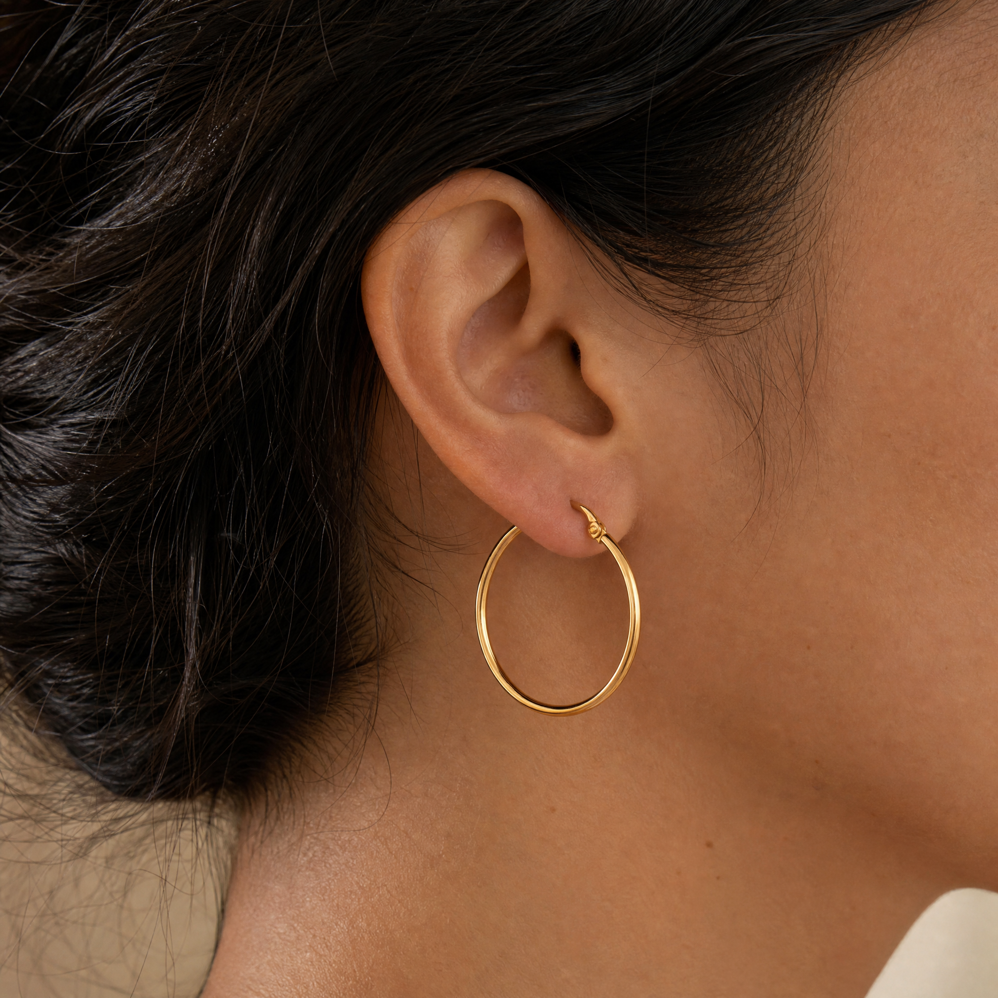 Classic Gold Hoop Earrings – worn
