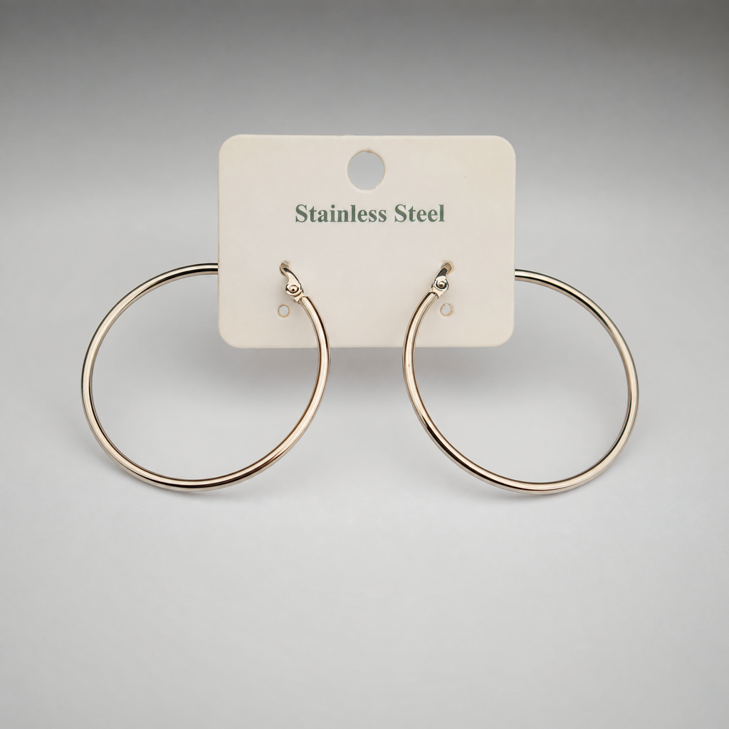 Classic Silver Hoop Earrings – detail