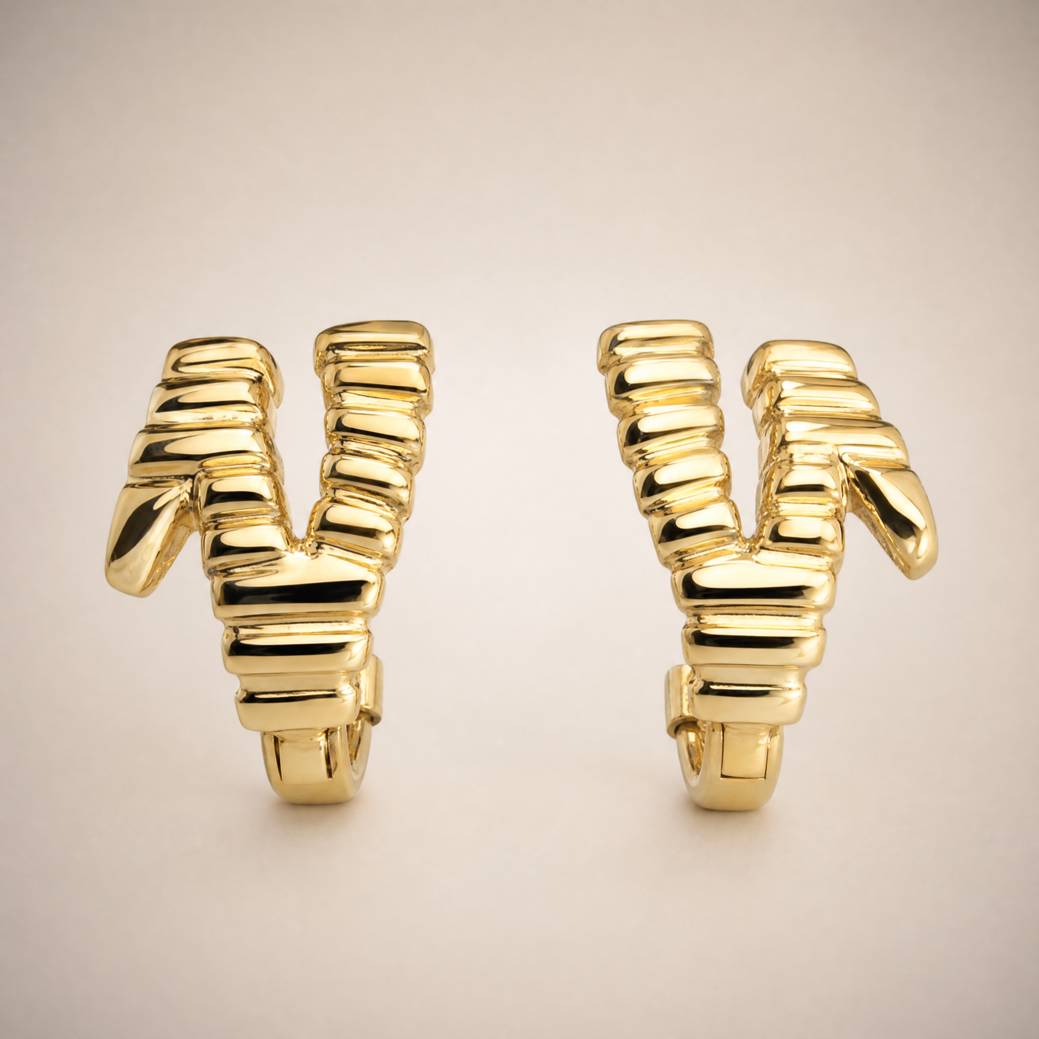 Gold Textured Huggie Earrings – detail