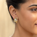 Gold Filigree Teardrop Clip Earrings – worn